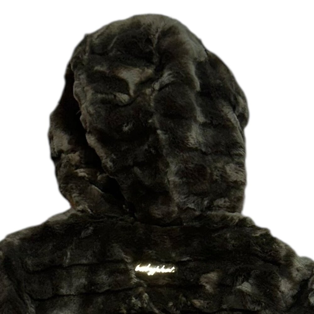 Baby Phat Vintage Y2K Faux Fur Brown Bomber Jacket Hood Coat Lined Pockets 2XL - Picture 4 of 13